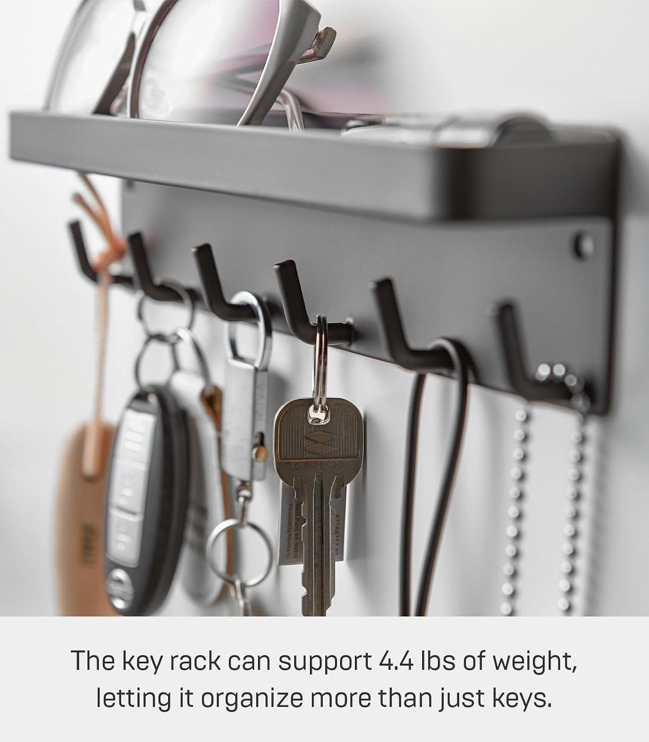 image:imageYAMAZAKI Home Magnetic Key Rack with Tray Steel One Size BlackBlack