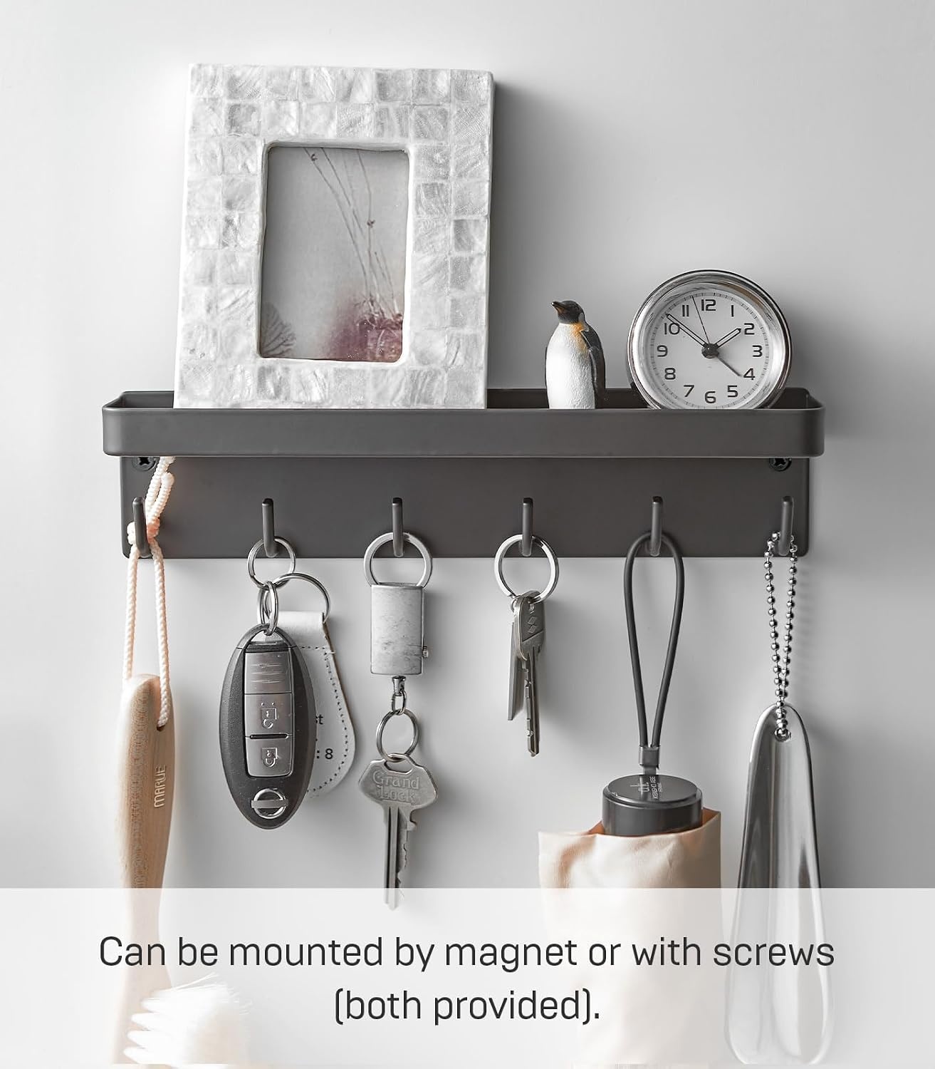 image:imageYAMAZAKI Home Magnetic Key Rack with Tray Steel One Size BlackBlack