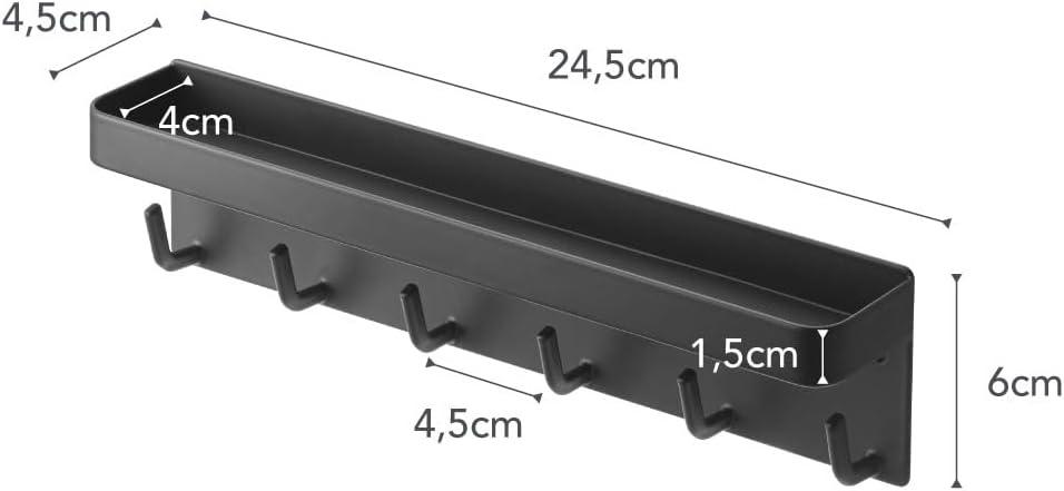 image:imageYAMAZAKI Home Magnetic Key Rack with Tray Steel One Size BlackBlack