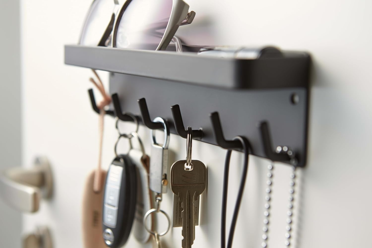 image:imageYAMAZAKI Home Magnetic Key Rack with Tray Steel One Size BlackBlack