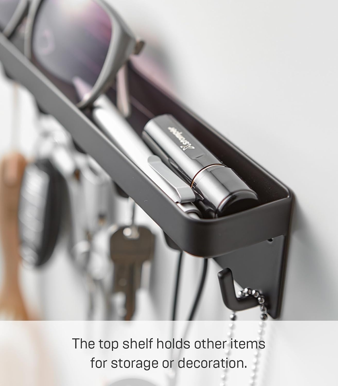 image:imageYAMAZAKI Home Magnetic Key Rack with Tray Steel One Size BlackBlack