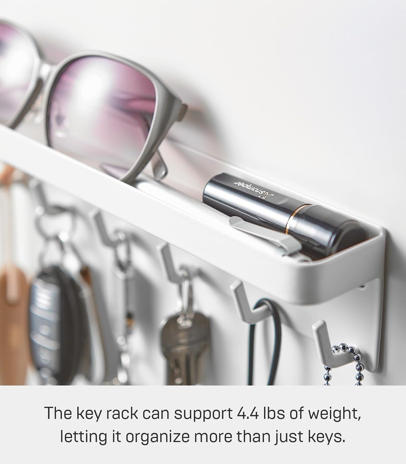 image:imageYAMAZAKI Home Magnetic Key Rack with Tray Steel One Size BlackWhite