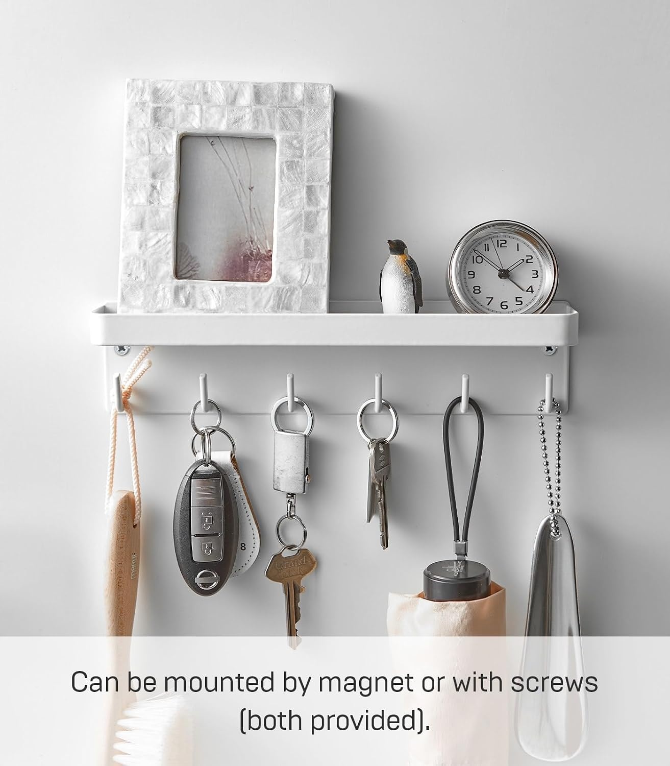image:imageYAMAZAKI Home Magnetic Key Rack with Tray Steel One Size BlackWhite