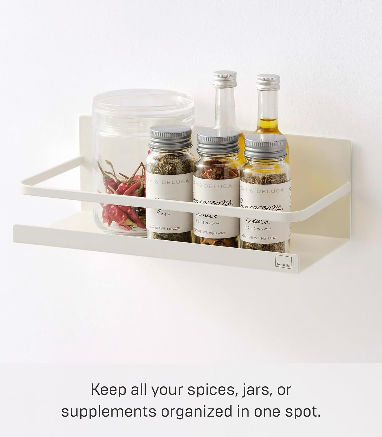 image:imageYAMAZAKI Home Magnetic Spice Storage Rack Organizer For Fridge SteelWhite