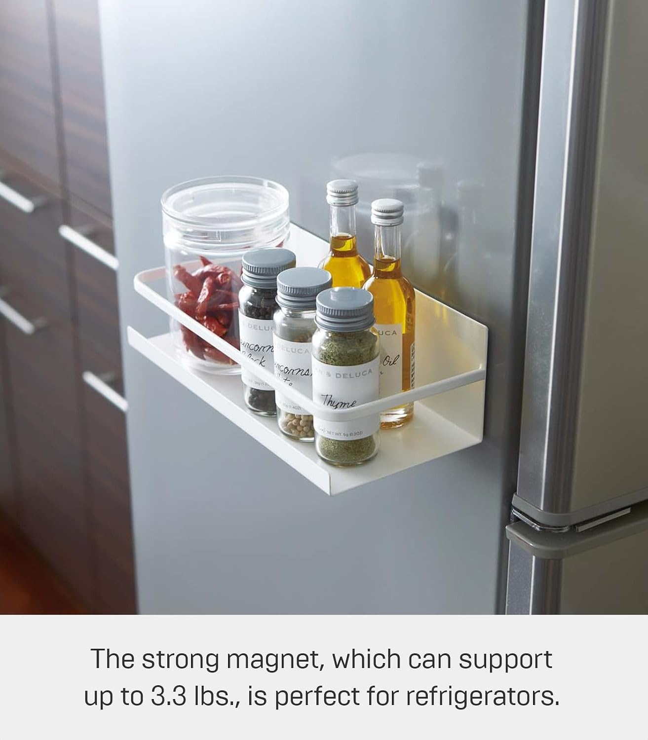 image:imageYAMAZAKI Home Magnetic Spice Storage Rack Organizer For Fridge SteelWhite
