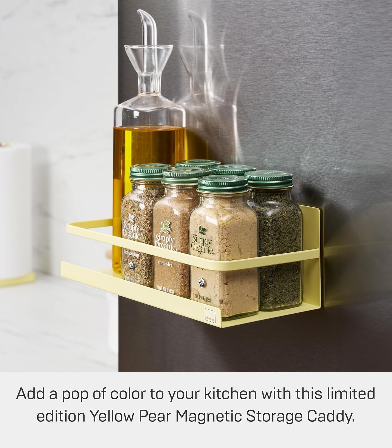 image:imageYAMAZAKI Home Magnetic Spice Storage Rack Organizer For Fridge SteelYellow