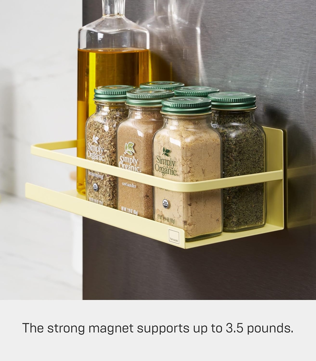 image:imageYAMAZAKI Home Magnetic Spice Storage Rack Organizer For Fridge SteelYellow