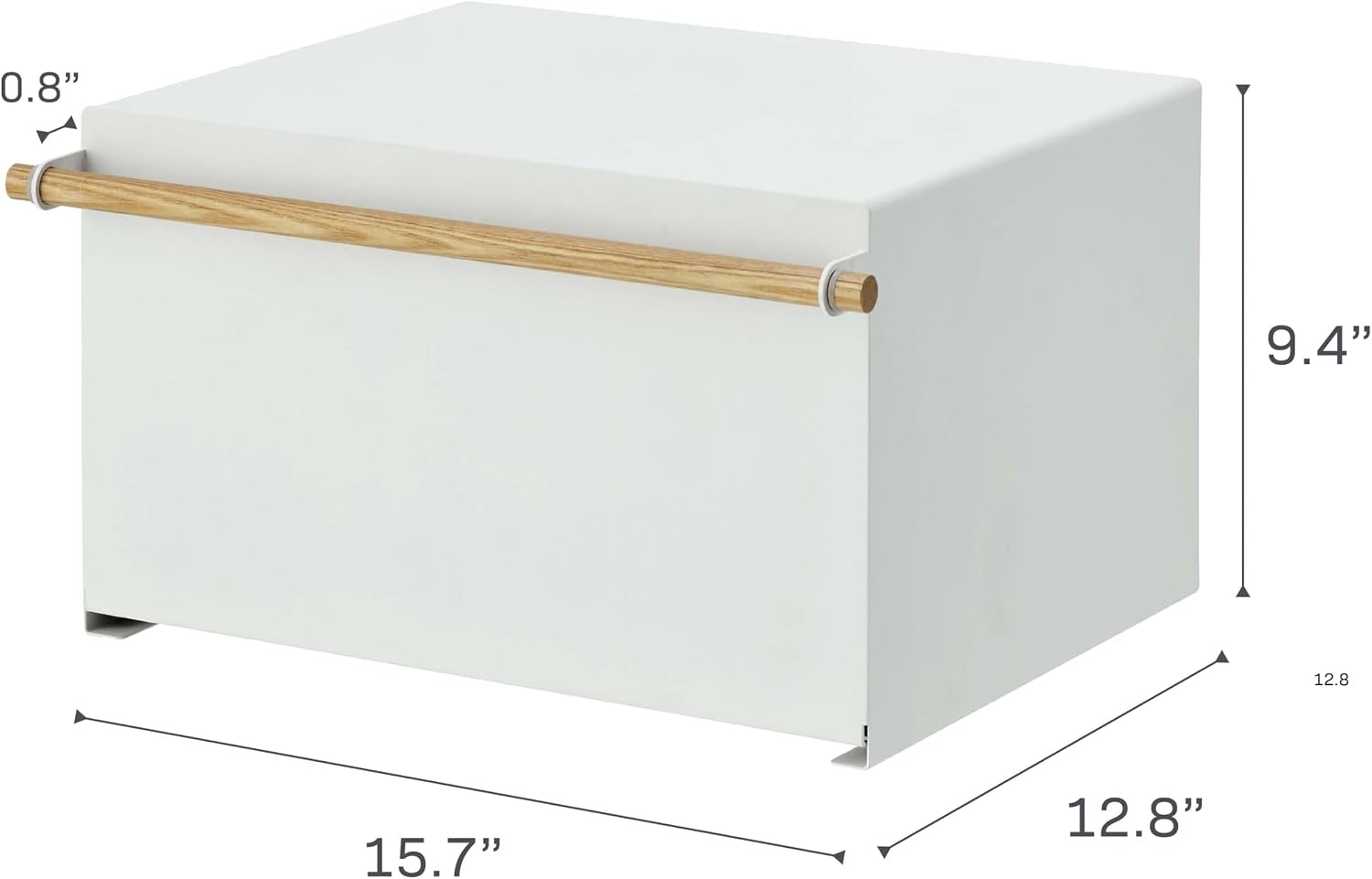 image:imageYAMAZAKI Home Modern Bread Box Steel Wood Countertop Bread Storage Container Large White Bread Box for Kitchen Countertop SpaceSaving Bread Keeper Easy Access LidWhite