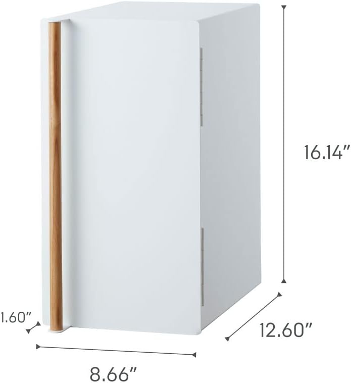 image:imageYAMAZAKI Home Modern Bread Box Steel Wood Countertop Bread Storage Container Large White Bread Box for Kitchen Countertop SpaceSaving Bread Keeper Easy Access LidWhite