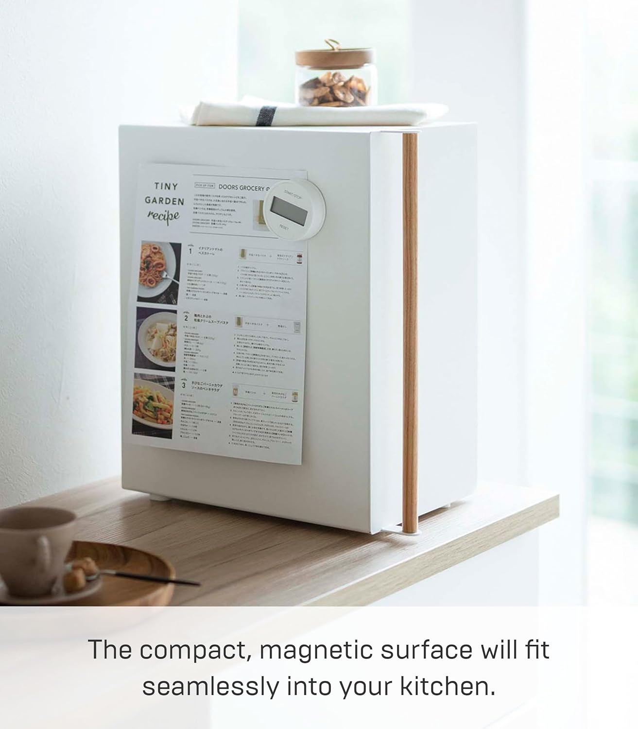 image:imageYAMAZAKI Home Modern Bread Box Steel Wood Countertop Bread Storage Container Large White Bread Box for Kitchen Countertop SpaceSaving Bread Keeper Easy Access LidWhite