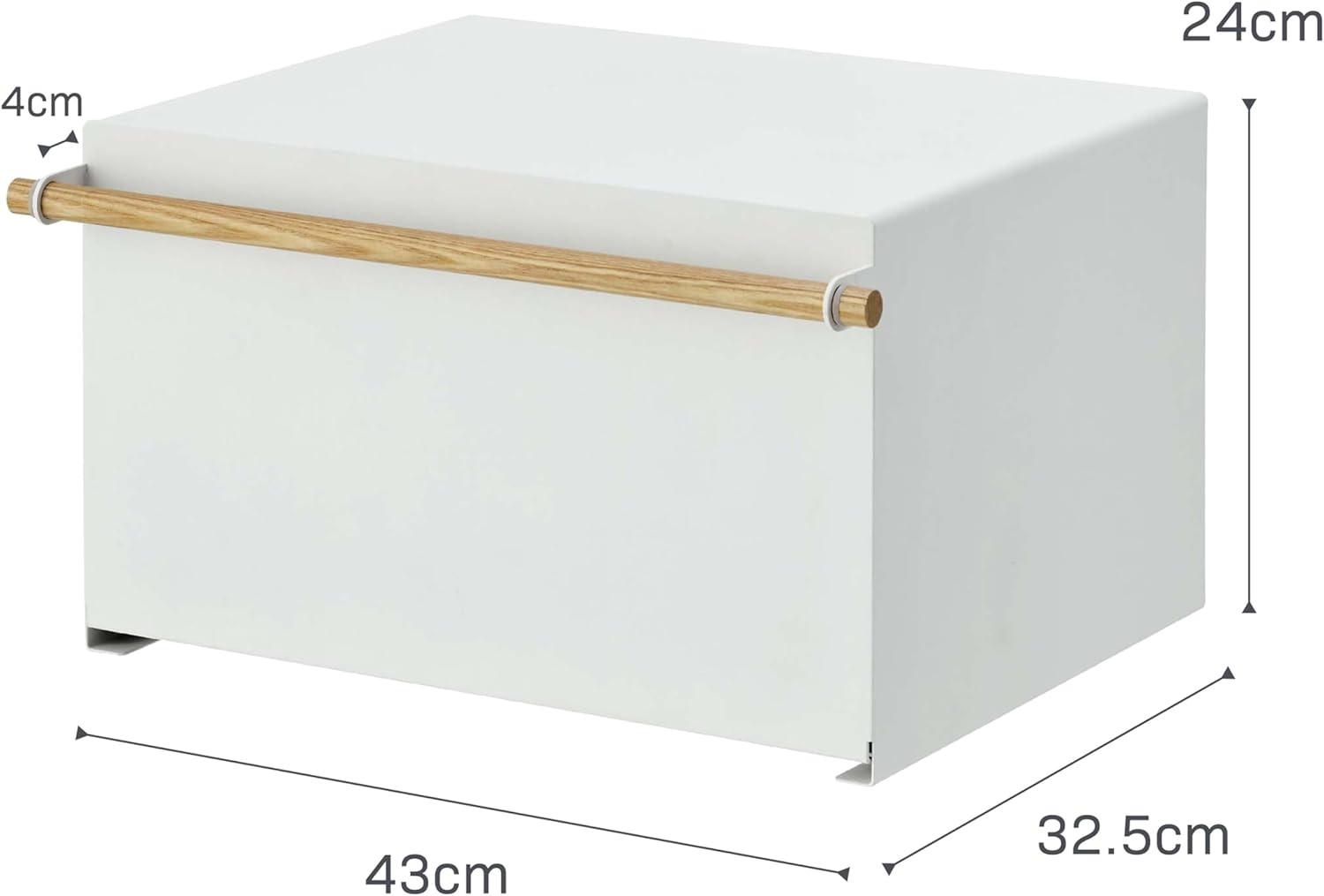 image:imageYAMAZAKI Home Modern Bread Box Steel Wood Countertop Bread Storage Container Large White Bread Box for Kitchen Countertop SpaceSaving Bread Keeper Easy Access LidWhite