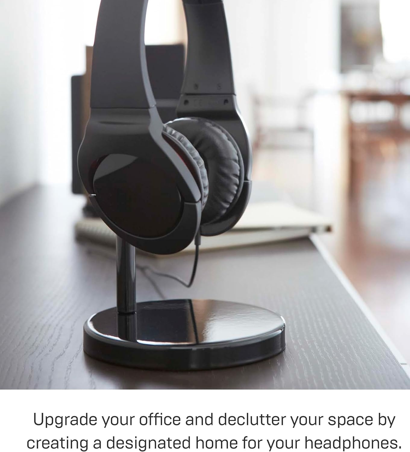 image:imageYAMAZAKI Home Office Desk Headphone Stand Headset Holder Round Base Round SteelBlack
