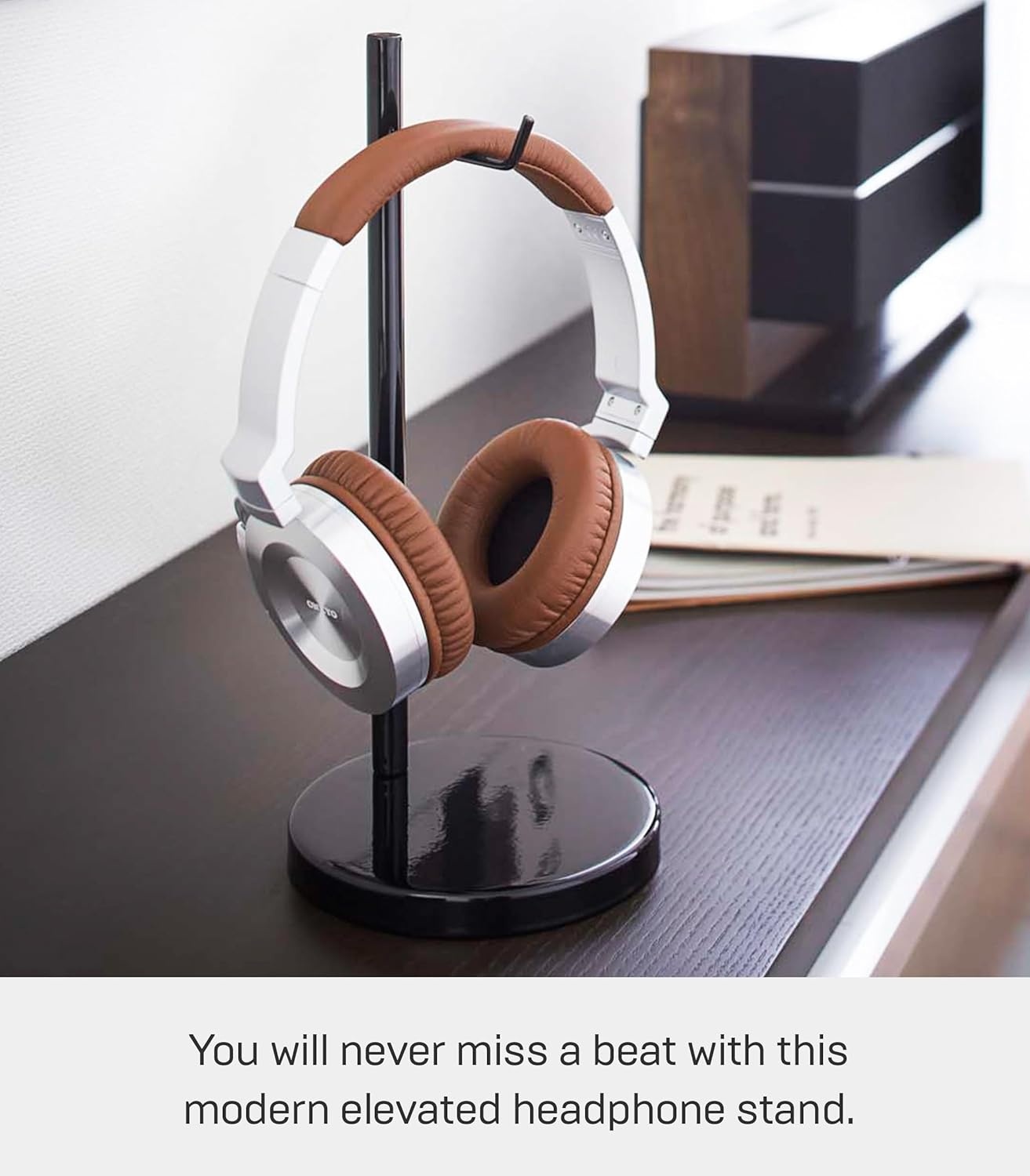 image:imageYAMAZAKI Home Office Desk Headphone Stand Headset Holder Round Base Round SteelBlack