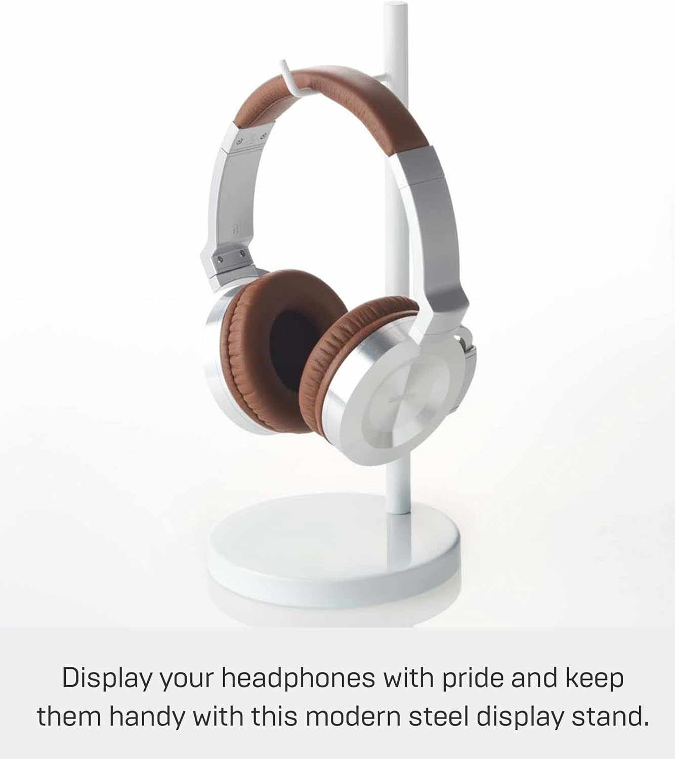 image:imageYAMAZAKI Home Office Desk Headphone Stand Headset Holder Round Base Round SteelWhite