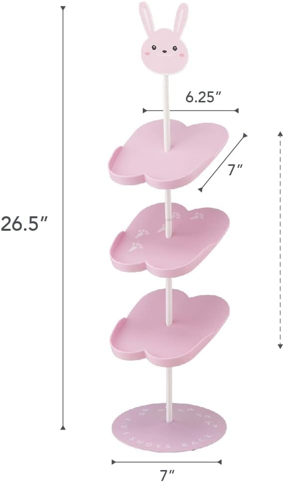 image:imageYAMAZAKI Home Other Bunny Childrens Shoe Rack Kids Shoe Organizer 26 Steel Holds 3 Pairs of ShoesPink