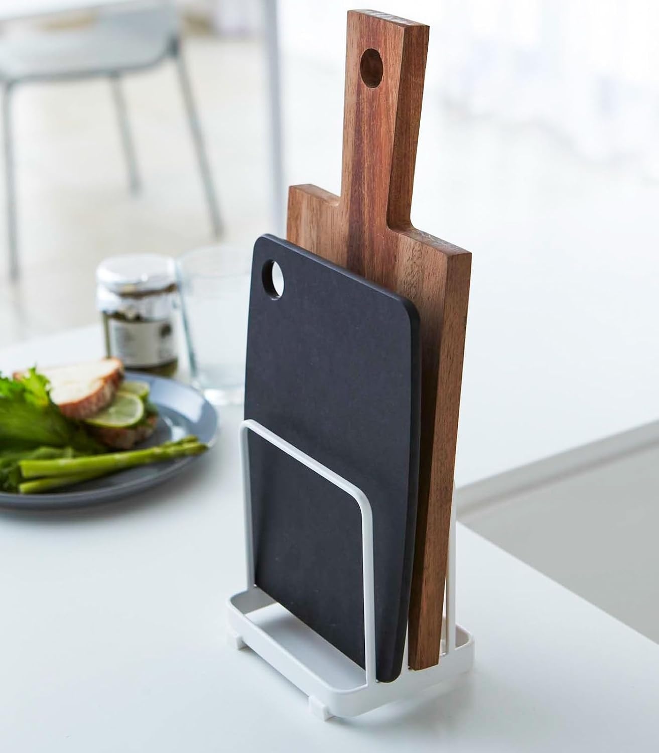 image:imageYAMAZAKI Home Plate Cutting Board Stand Kitchen Storage Rack Holder Organizer SteelWhite