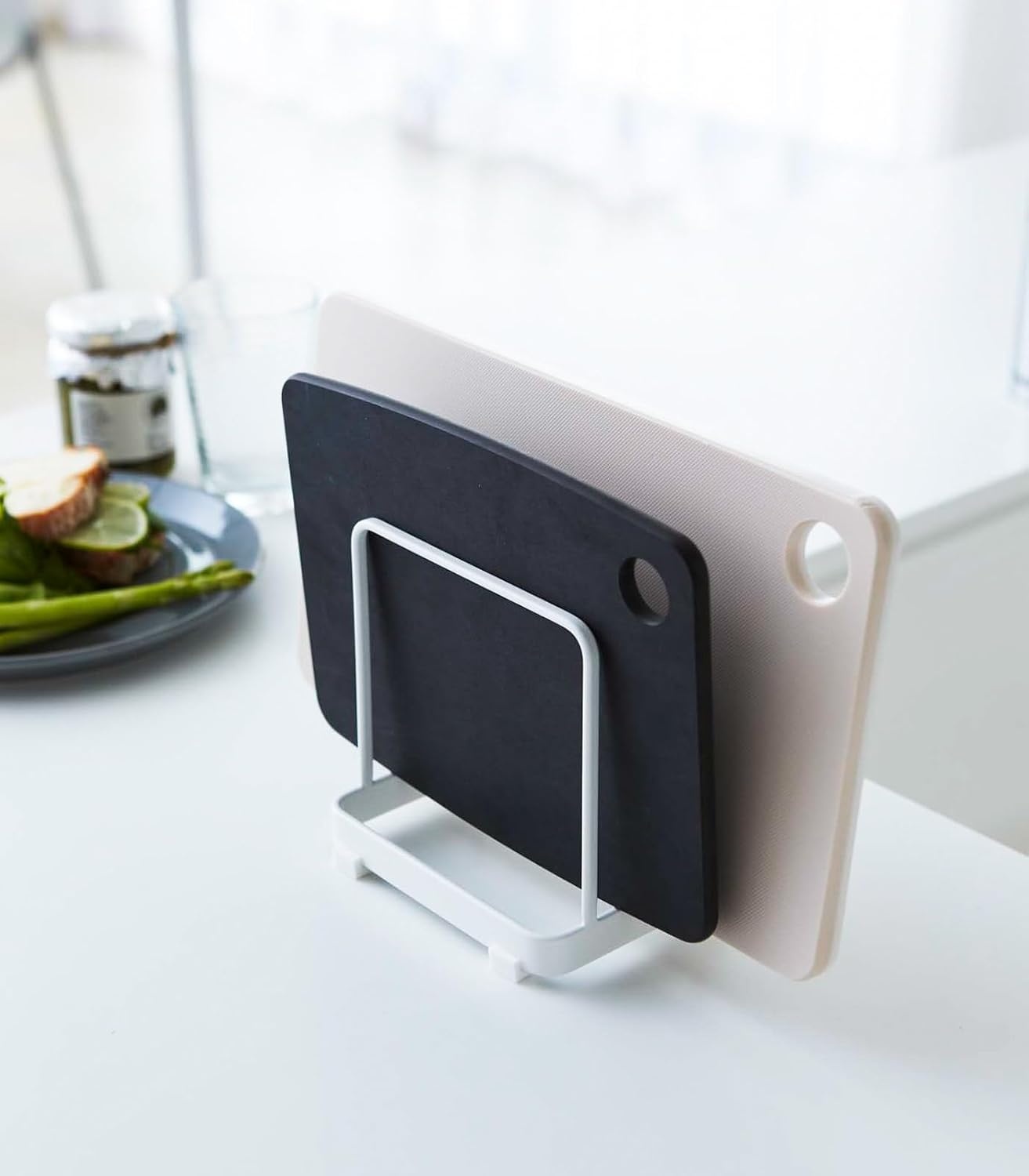 image:imageYAMAZAKI Home Plate Cutting Board Stand Kitchen Storage Rack Holder Organizer SteelWhite