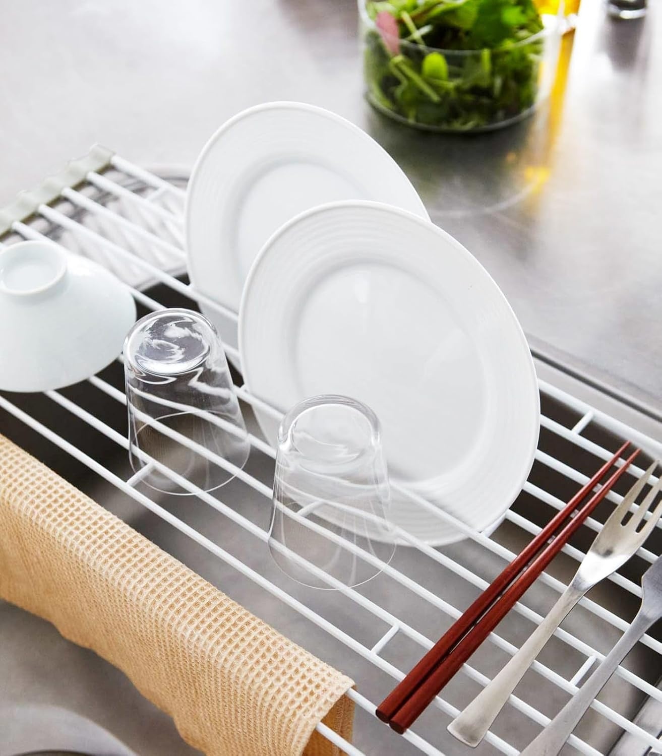 image:imageYAMAZAKI Home Plate Folding Sink Drainer Rack SteelWhite