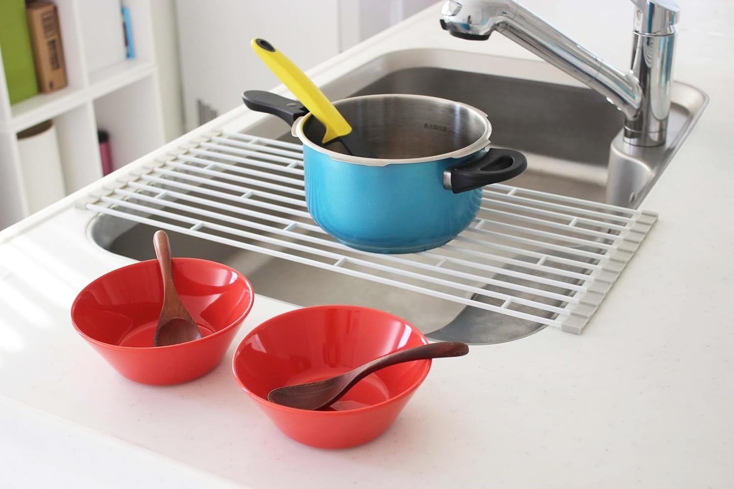 image:imageYAMAZAKI Home Plate Folding Sink Drainer Rack SteelWhite