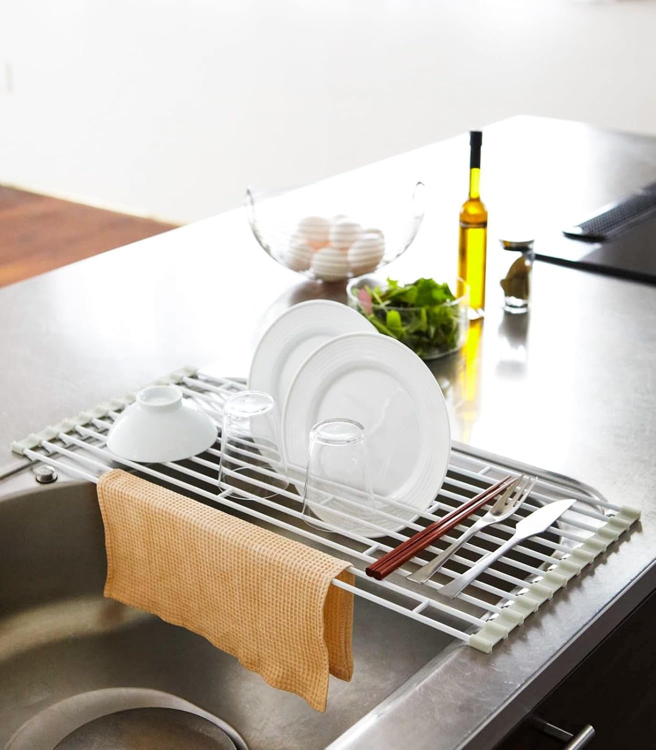image:imageYAMAZAKI Home Plate Folding Sink Drainer Rack SteelWhite