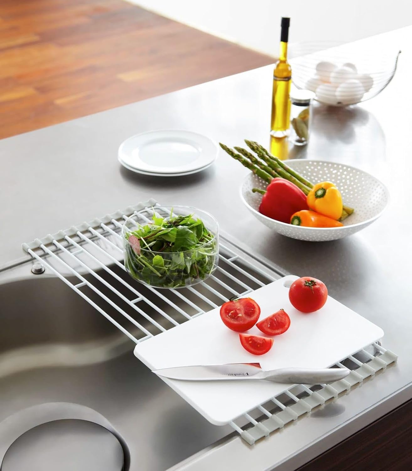 image:imageYAMAZAKI Home Plate Folding Sink Drainer Rack SteelWhite