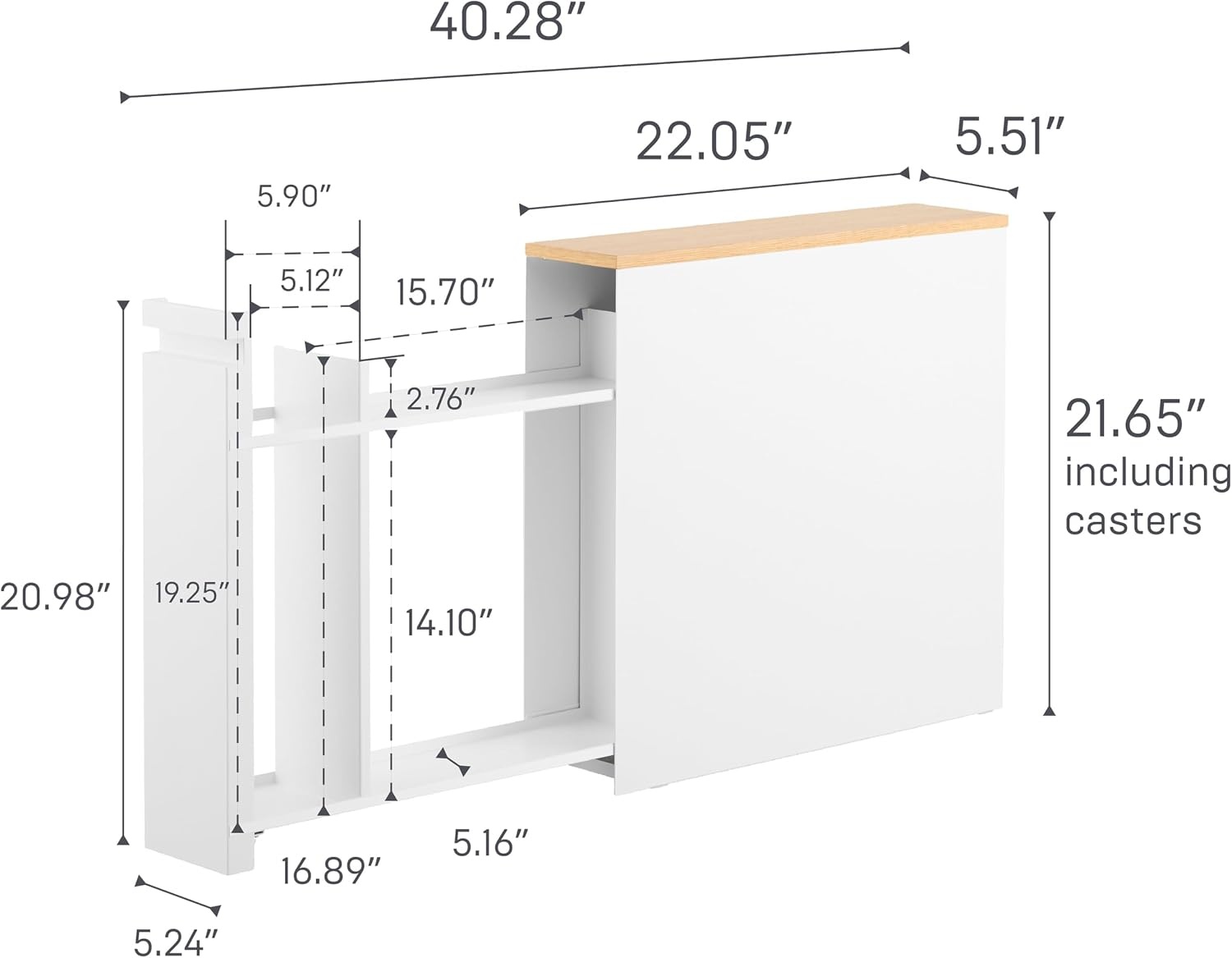 image:imageYAMAZAKI Home PullOut Bathroom Storage Cabinet Slim Bathroom Storage Cabinet with Wood Top Steel Organizer for Toilet Paper and Cleaning Supplies Modern SpaceSaving Design White Steel WoodWhite