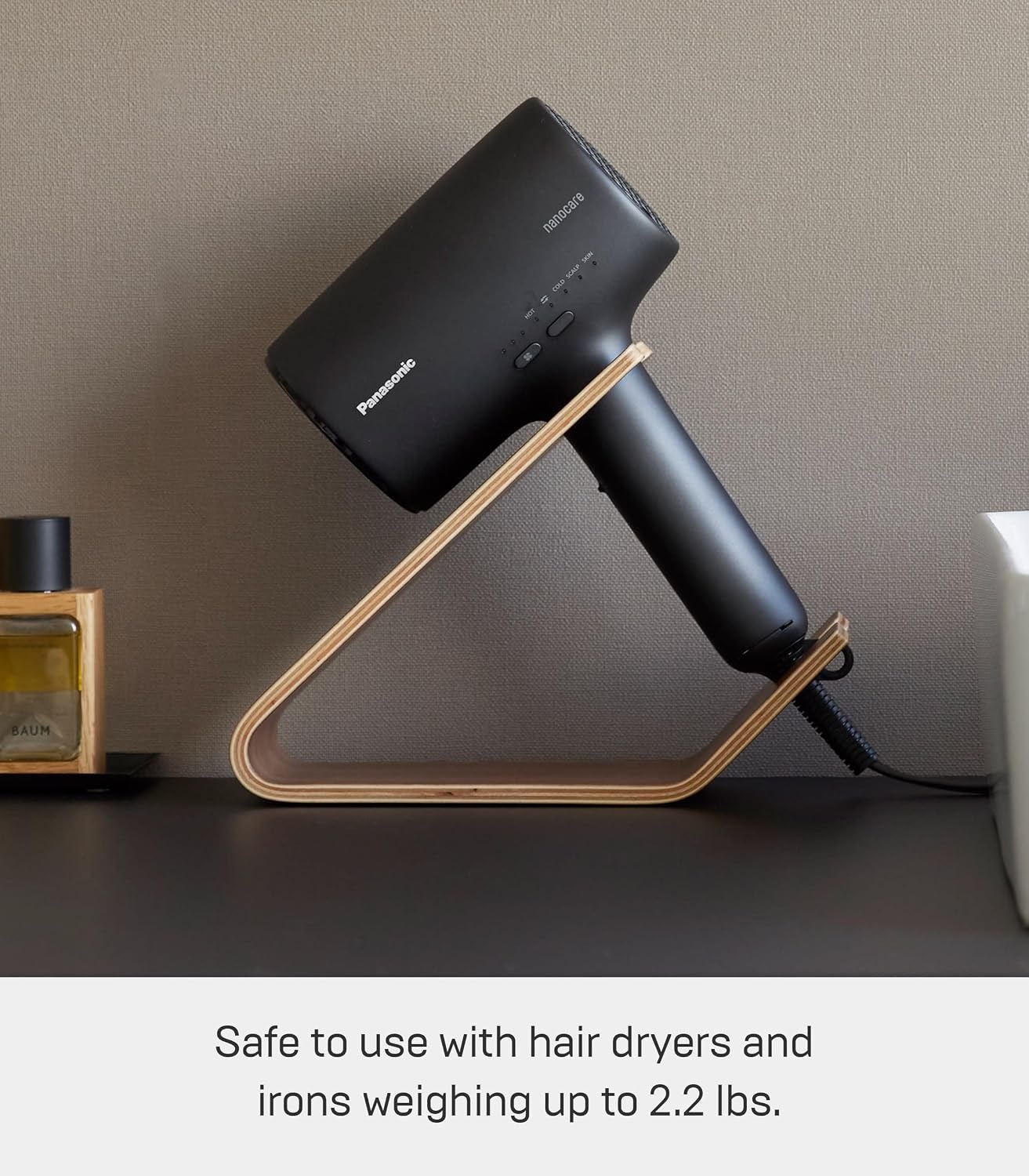 image:imageYAMAZAKI Home Rin Hair Dryer amp Iron Holder Hair Tool Organizer for SalonQuality Blowout HairdryerFlat IronCurling Iron Countertop Organizer Wood