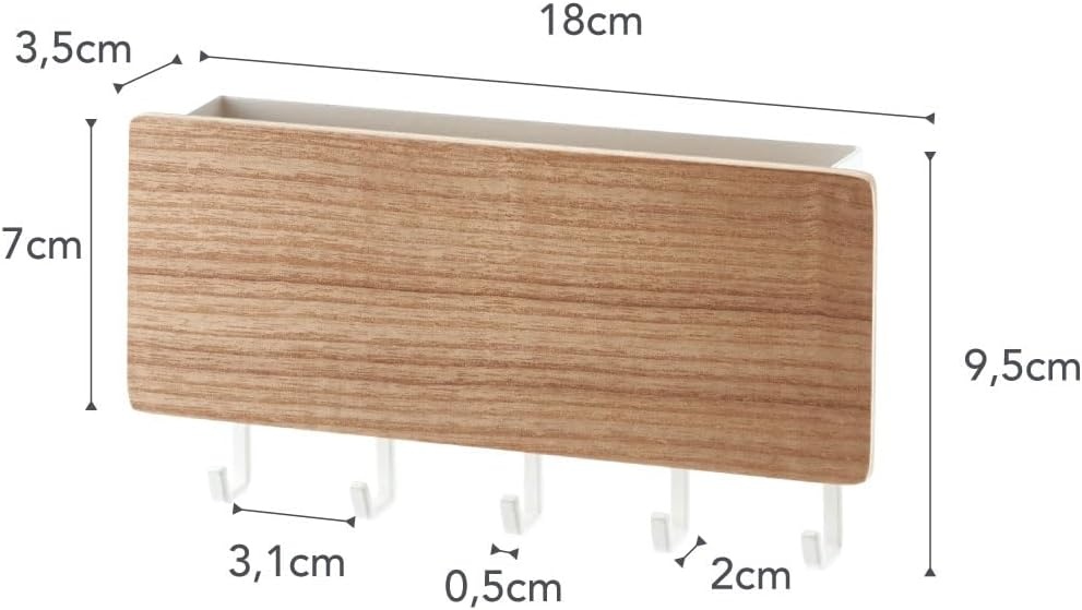 image:imageYAMAZAKI Home Rin Magnetic Wall Organizer Key Hooks amp Tray for Storage Steel WoodAsh