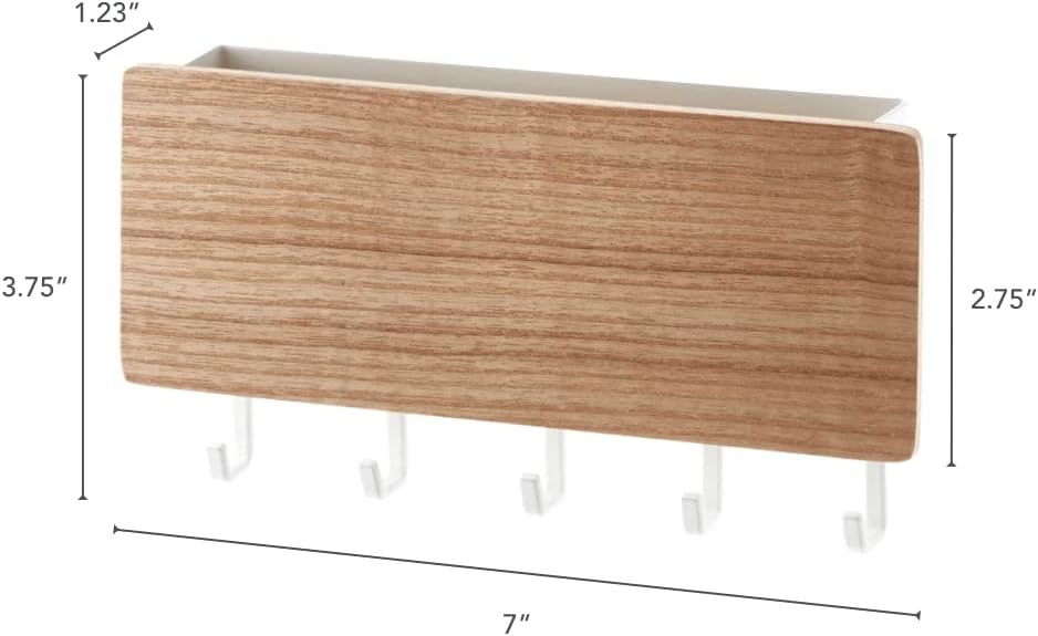 image:imageYAMAZAKI Home Rin Magnetic Wall Organizer Key Hooks amp Tray for Storage Steel WoodAsh