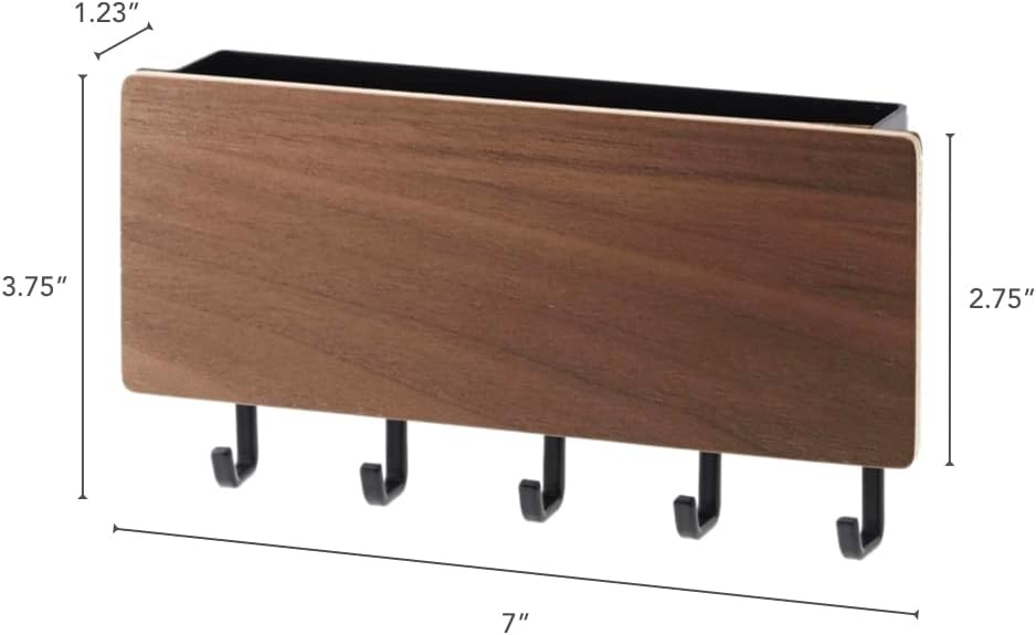 image:imageYAMAZAKI Home Rin Magnetic Wall Organizer Key Hooks amp Tray for Storage Steel WoodWalnut