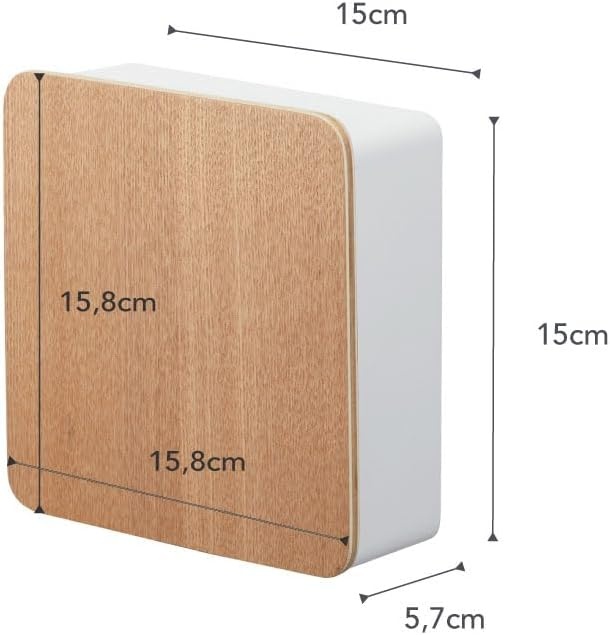 image:imageYAMAZAKI Home Rin Square Magnetic Key Cabinet Wood Accented Keychain Organizer Steel WoodAsh