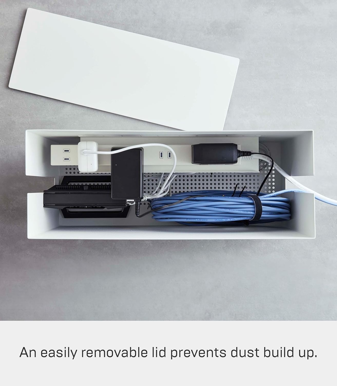 image:imageYAMAZAKI Home Rolling Cable Management Cord Power StripSurge Protector Storage Organizer for Office or Bedroom Steel One Size WhiteWhite