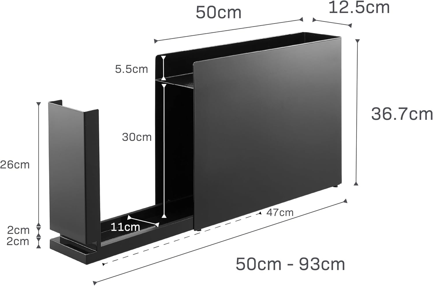 image:imageYAMAZAKI Home Sliding Drawer Seasoning Rack Pull Out Spice Rack for Countertop Steel Kitchen Organizer with Magnetic Panels Modern Spice Storage Drawer Black Easy Access DesignBlack