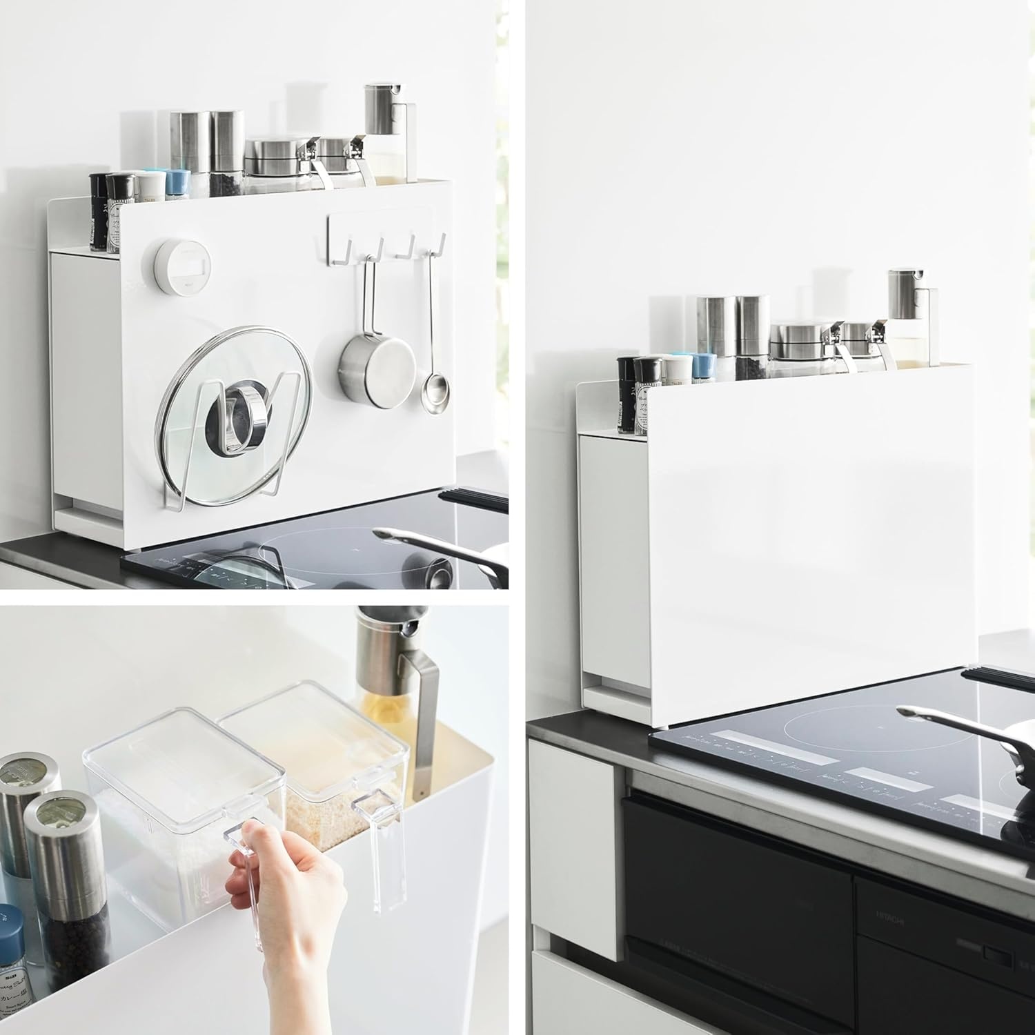 image:imageYAMAZAKI Home Sliding Drawer Seasoning Rack Pull Out Spice Rack for Countertop Steel Kitchen Organizer with Magnetic Panels Modern Spice Storage Drawer Black Easy Access DesignWhite
