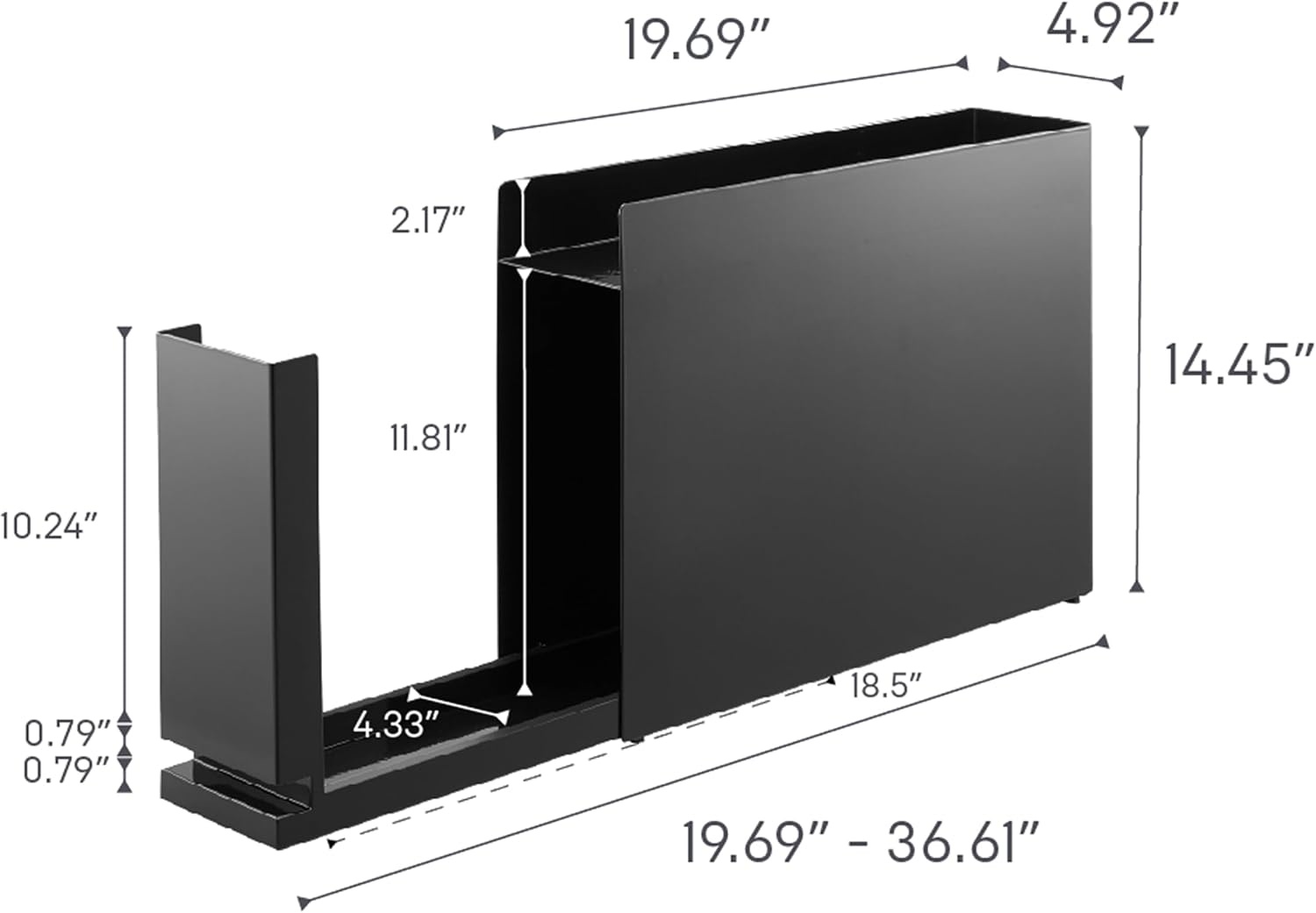 image:imageYAMAZAKI Home Sliding Drawer Seasoning Rack Pull Out Spice Rack for Countertop Steel Kitchen Organizer with Magnetic Panels Modern Spice Storage Drawer Black Easy Access DesignBlack
