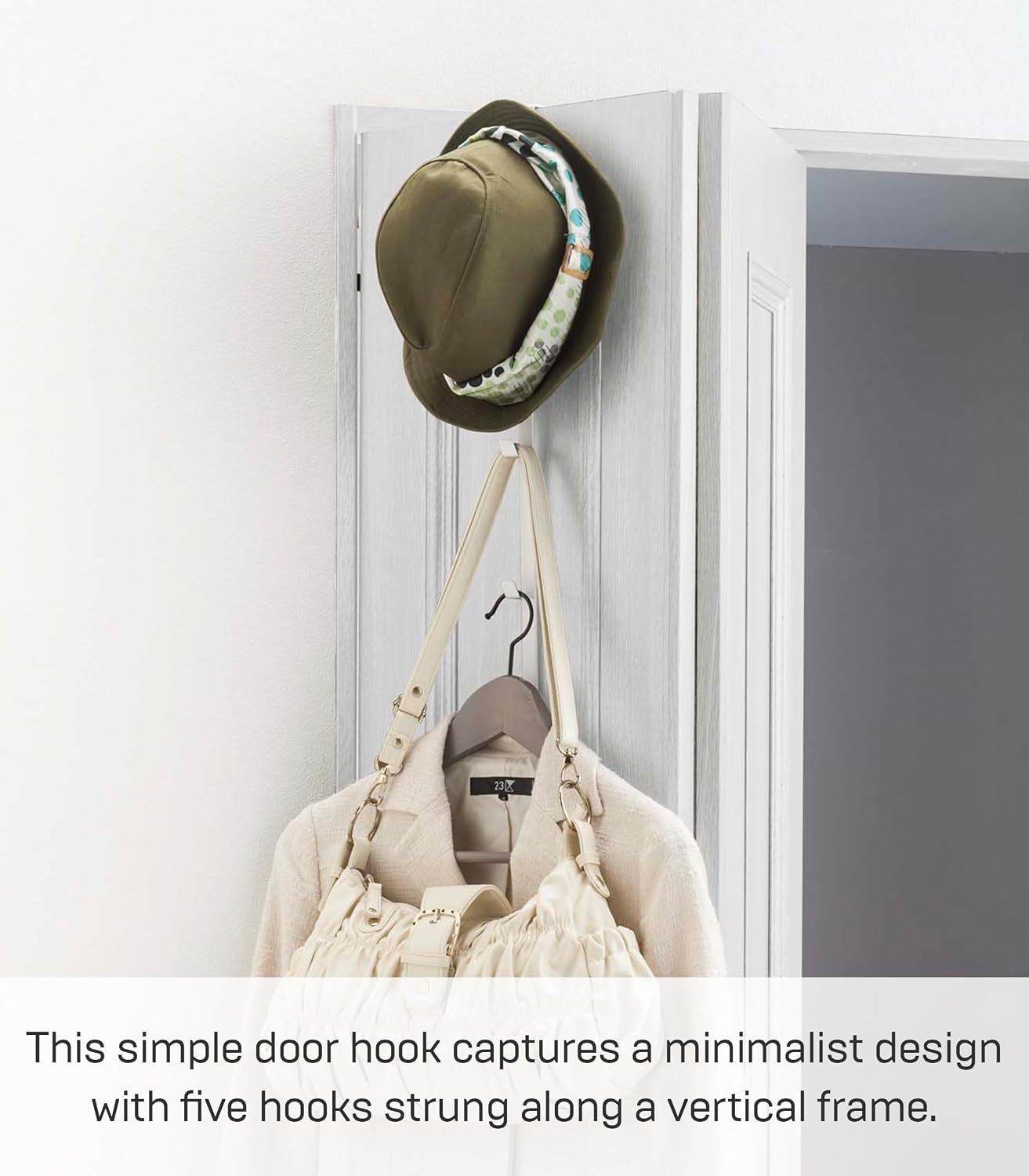 image:imageYAMAZAKI Home Smart Home Over The Door Hooks Vertical Hanging Coat Rack Fits Doors Up to 1375 Thick SteelWhite