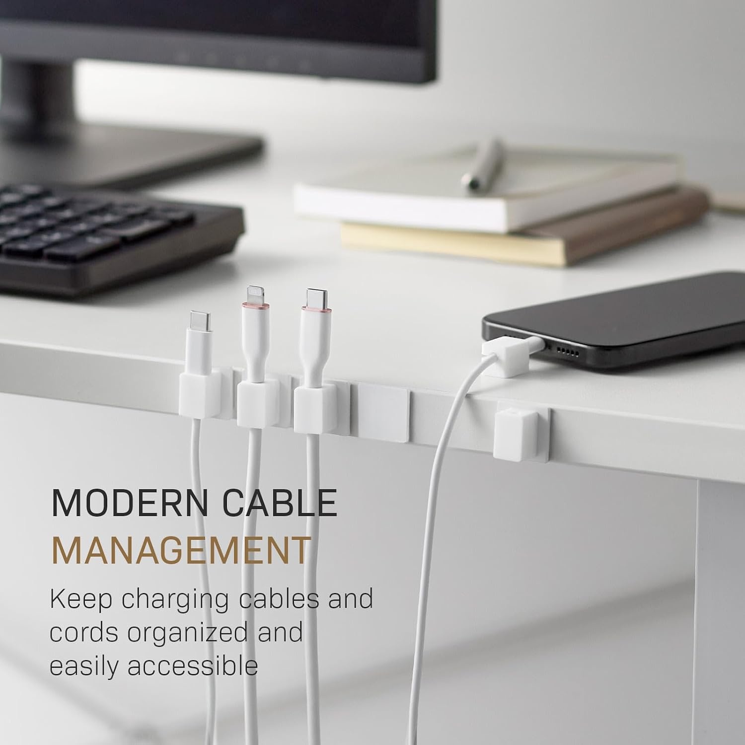 image:imageYAMAZAKI Home Smart Magnetic Cable Holders Set of 5 Adhesive Cord Organizer Clips with Steel Bases for Desk Cable Management Charging Cables Nightstand Office Car SiliconeWhite