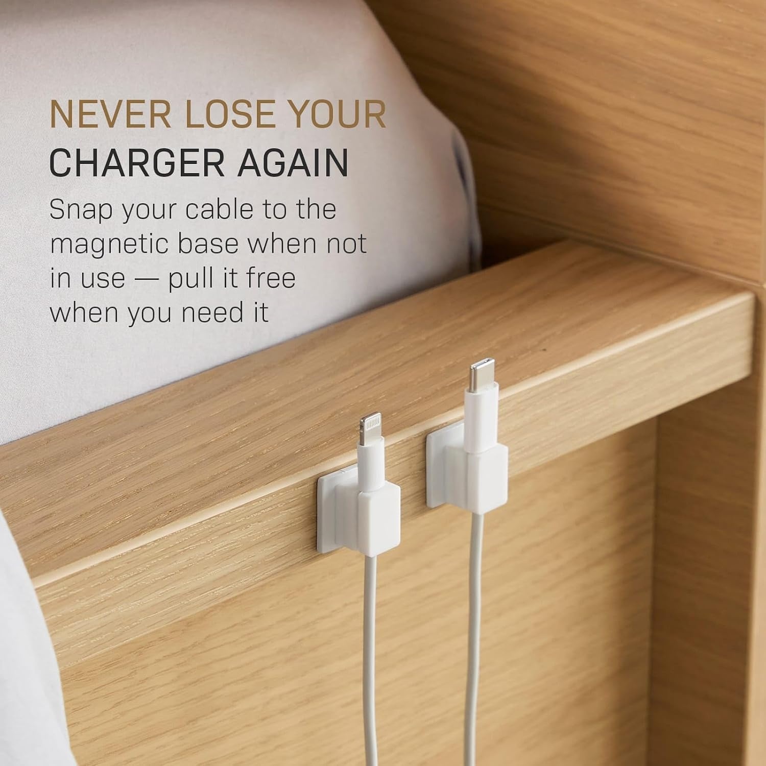 image:imageYAMAZAKI Home Smart Magnetic Cable Holders Set of 5 Adhesive Cord Organizer Clips with Steel Bases for Desk Cable Management Charging Cables Nightstand Office Car SiliconeWhite