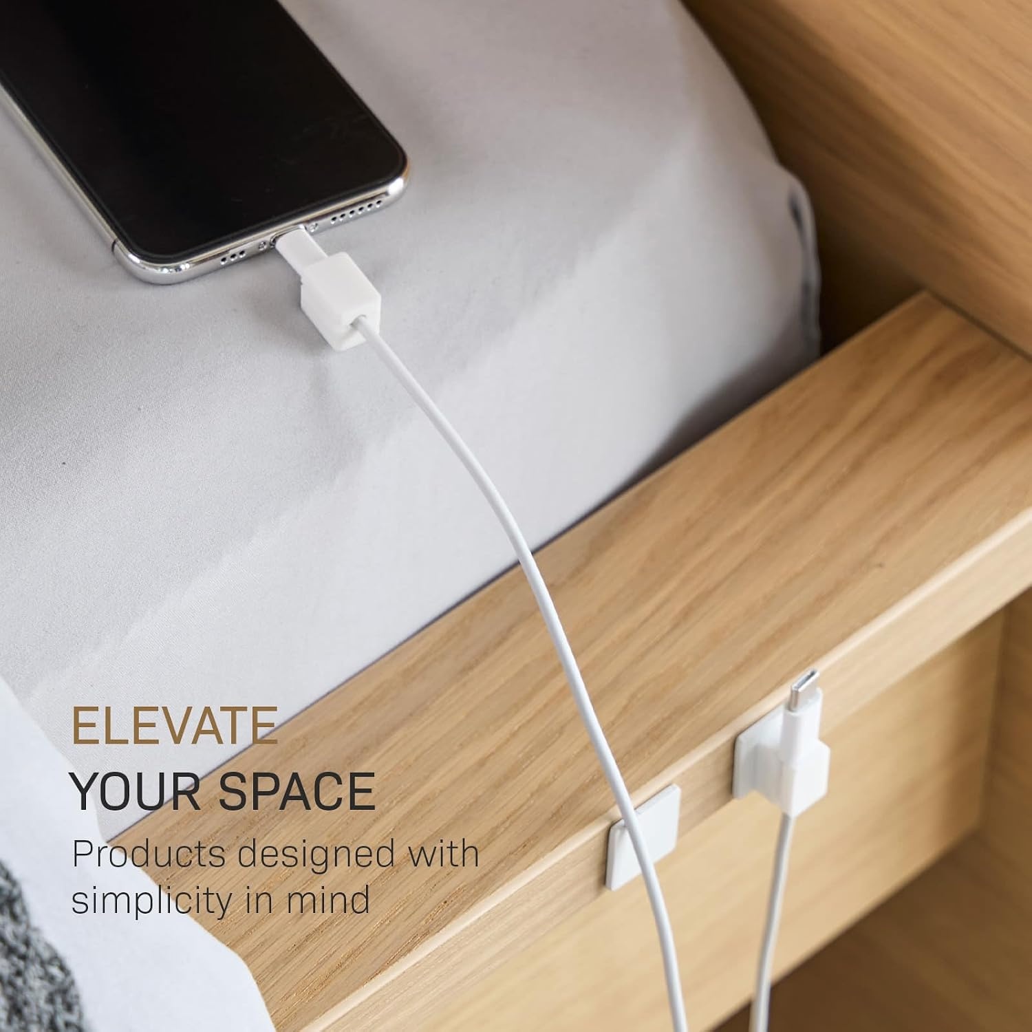 image:imageYAMAZAKI Home Smart Magnetic Cable Holders Set of 5 Adhesive Cord Organizer Clips with Steel Bases for Desk Cable Management Charging Cables Nightstand Office Car SiliconeWhite