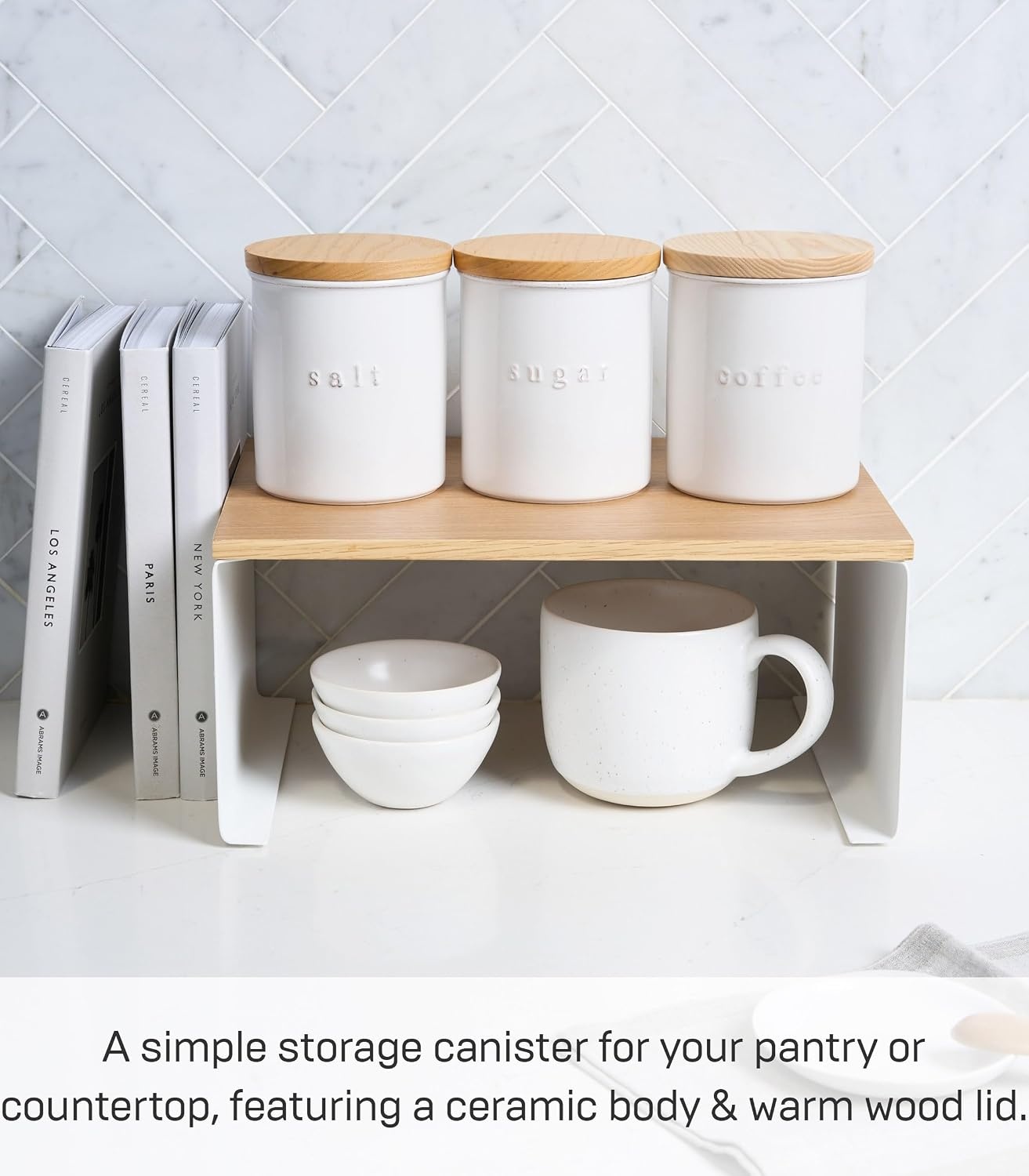 image:imageYAMAZAKI Home Tosca Ceramic Canister Dry Food Kitchen Storage Container Organizer Salt 1525 Oz 450 MlCoffee
