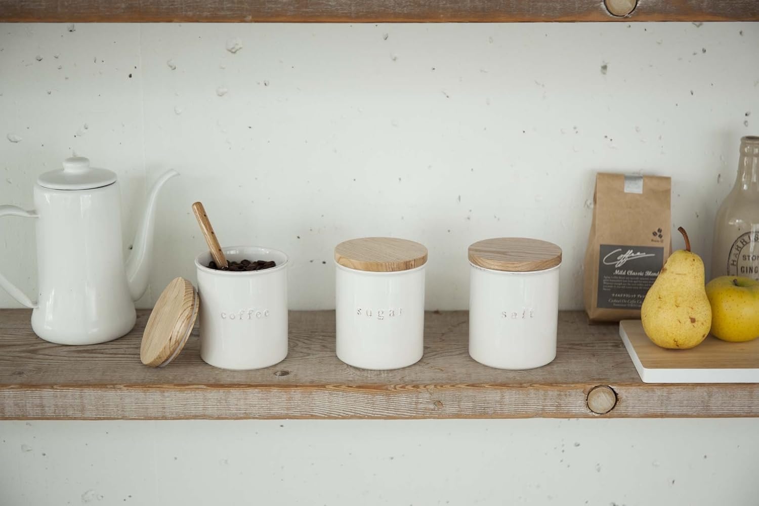 image:imageYAMAZAKI Home Tosca Ceramic Canister Dry Food Kitchen Storage Container Organizer Salt 1525 Oz 450 MlPlain
