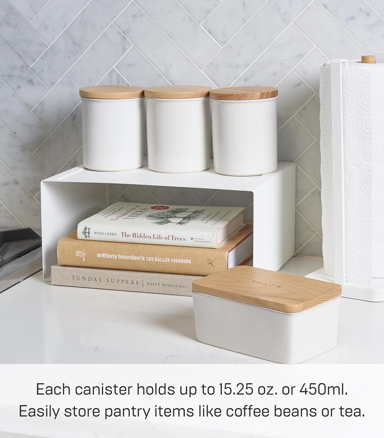 image:imageYAMAZAKI Home Tosca Ceramic Canister Dry Food Kitchen Storage Container Organizer Salt 1525 Oz 450 MlPlain
