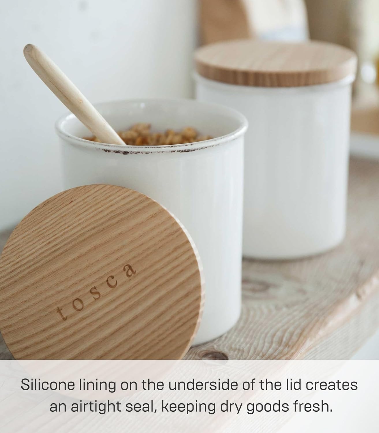 image:imageYAMAZAKI Home Tosca Ceramic Canister Dry Food Kitchen Storage Container Organizer Salt 1525 Oz 450 MlPlain