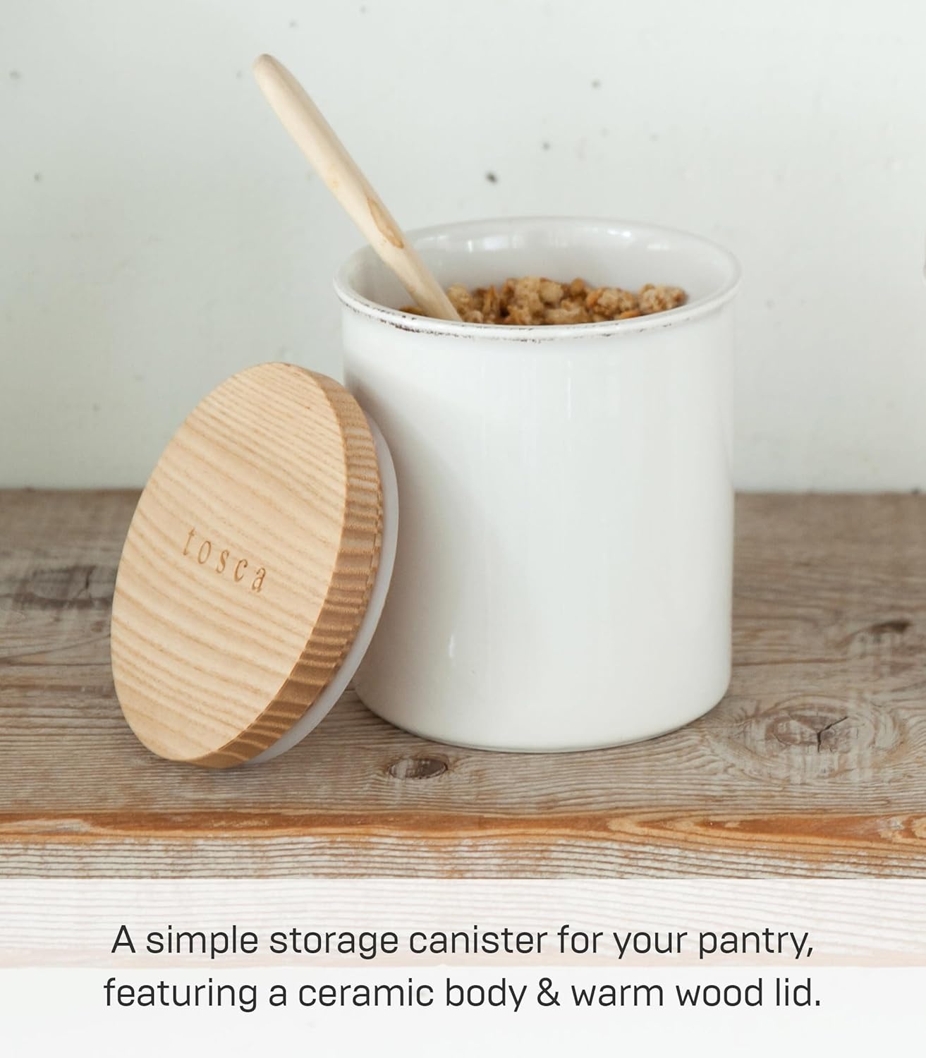image:imageYAMAZAKI Home Tosca Ceramic Canister Dry Food Kitchen Storage Container Organizer Salt 1525 Oz 450 MlPlain