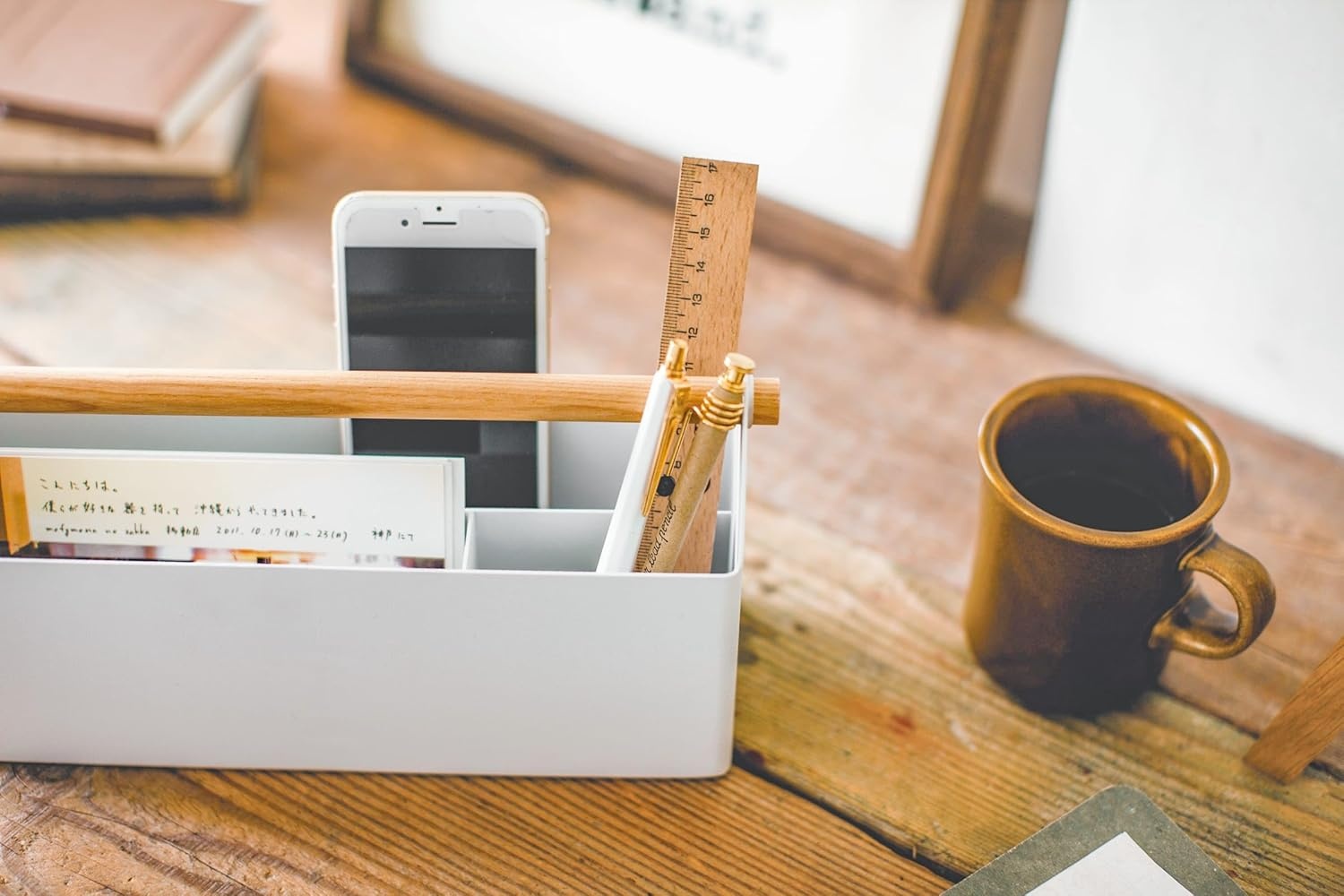 image:imageYAMAZAKI Home Tosca Desk Organizer Stationary Holder For Office amp School Supplies Caddy Steel WoodModern