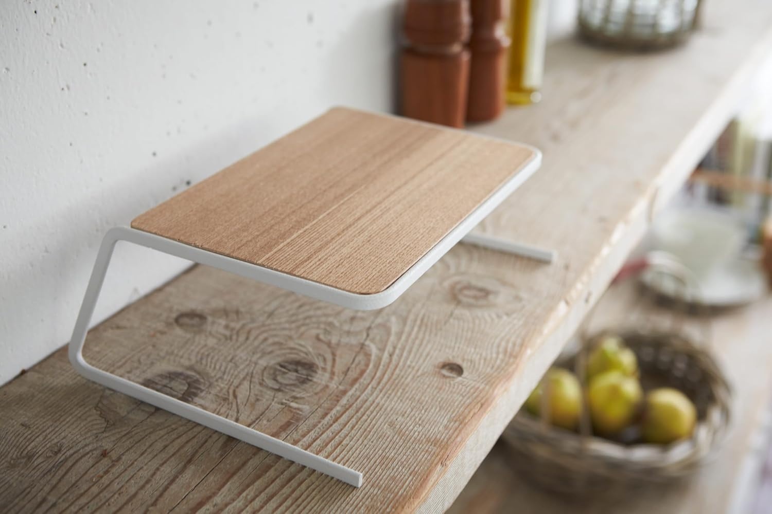 image:imageYAMAZAKI Home Tosca Dish Riser Kitchen Cabinet Shelf and Organizer Small Steel Wood Small