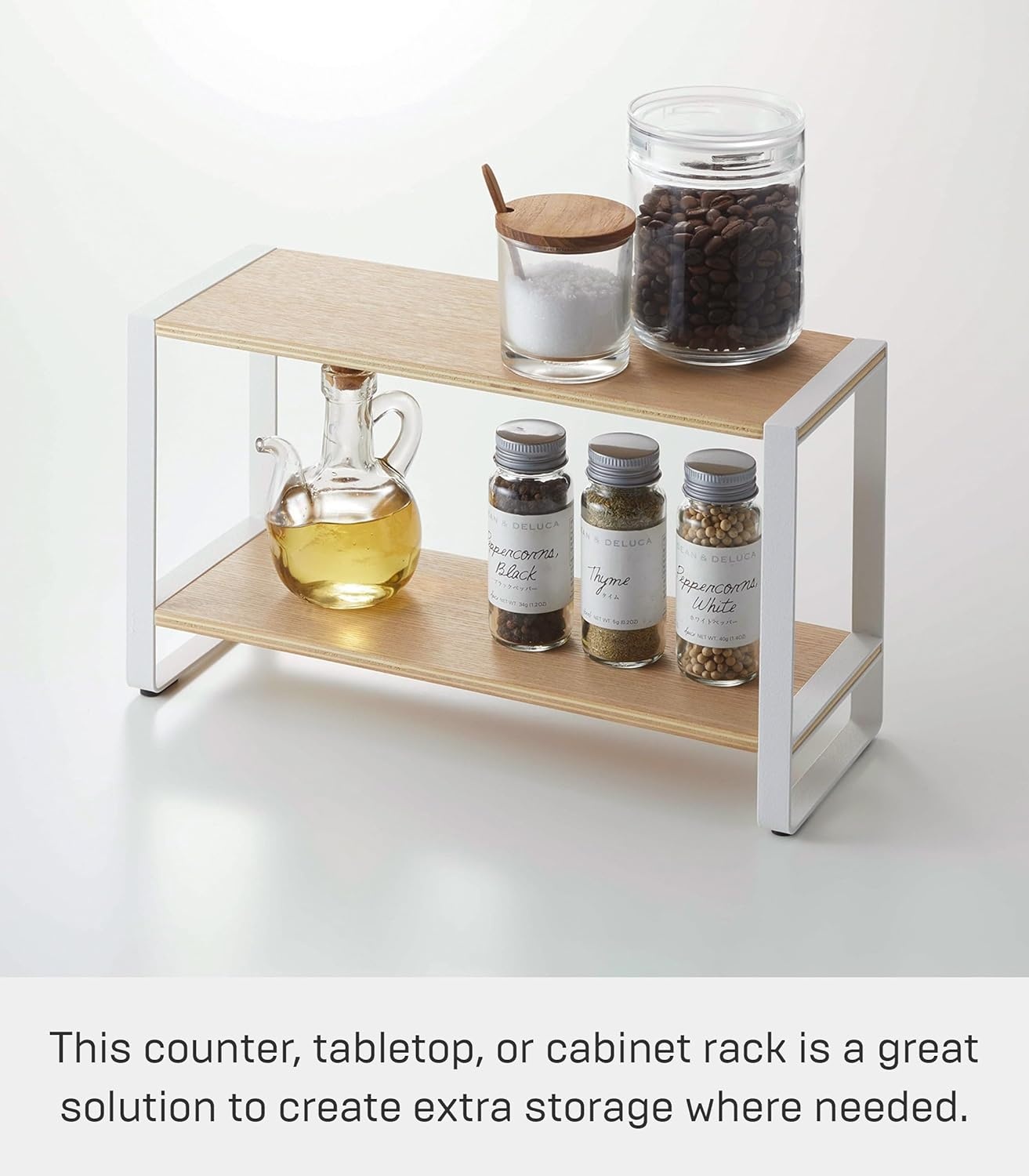 image:imageYAMAZAKI Home Tosca Kitchen Rack Counter Storage Shelf Organizer Steel WoodWhite