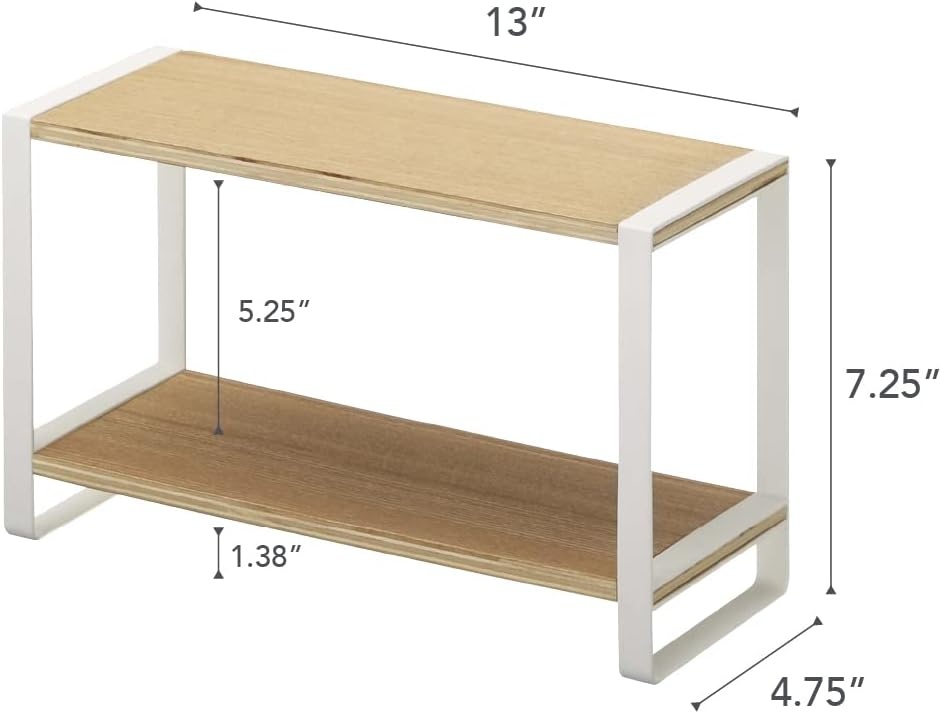 image:imageYAMAZAKI Home Tosca Kitchen Rack Counter Storage Shelf Organizer Steel WoodWhite