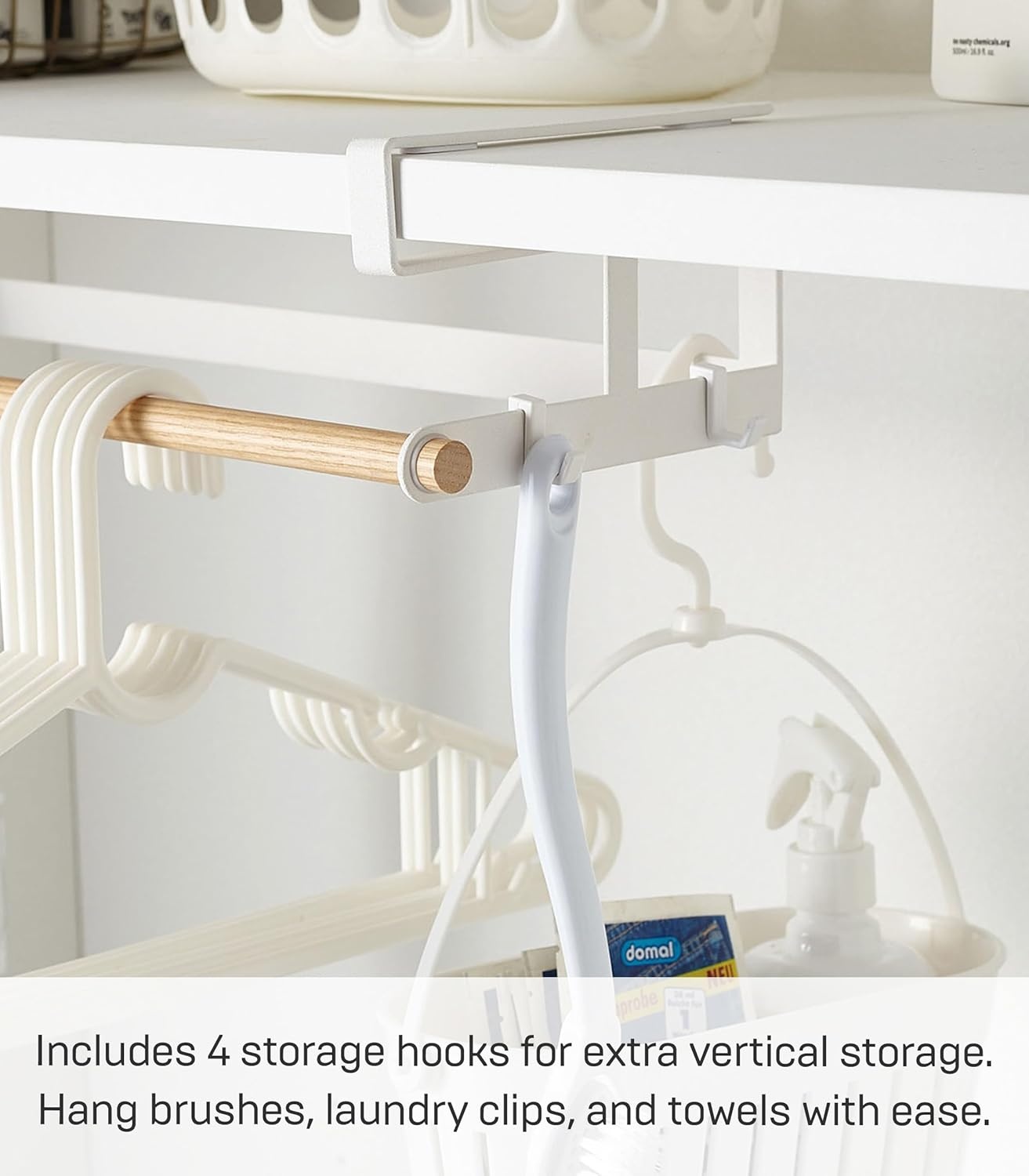 image:imageYAMAZAKI Home Tosca UnderShelf Hanger Holder Laundry Hanging Storage Rack Organizer Steel WoodOne Size