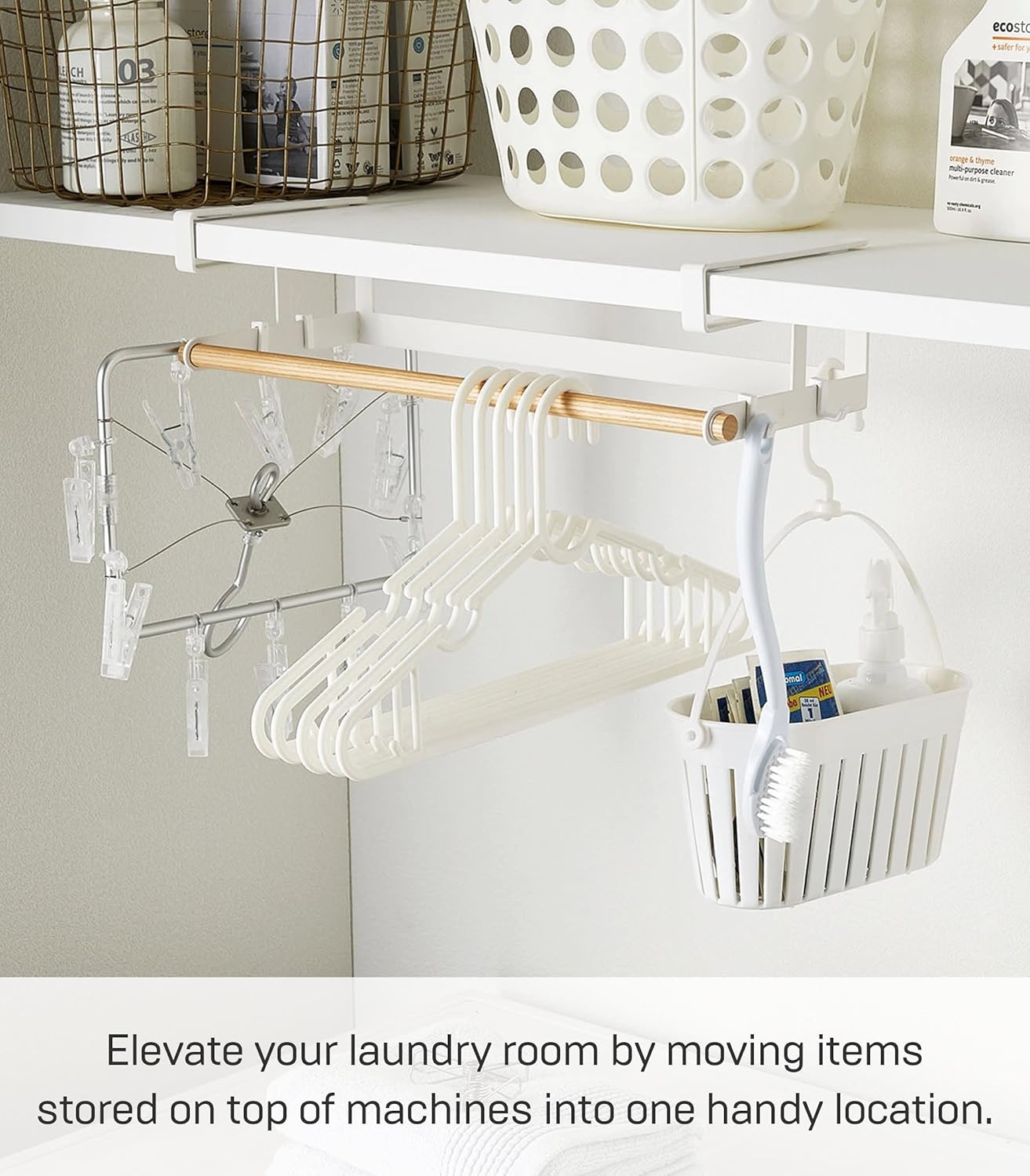 image:imageYAMAZAKI Home Tosca UnderShelf Hanger Holder Laundry Hanging Storage Rack Organizer Steel WoodOne Size